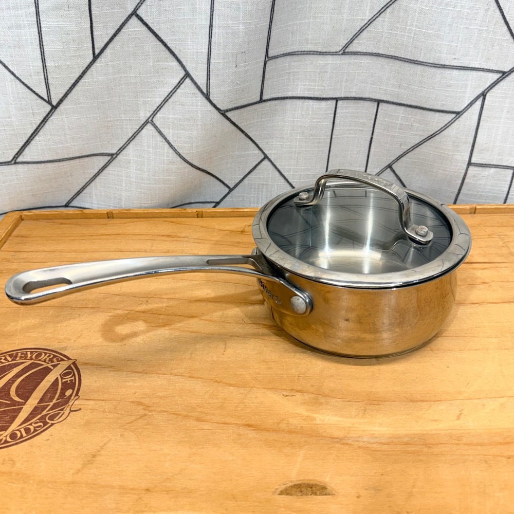 Cuisinart 1 Qt Stainless Steel Saucepan with Glass‎ Lid Model 419-14 Silver